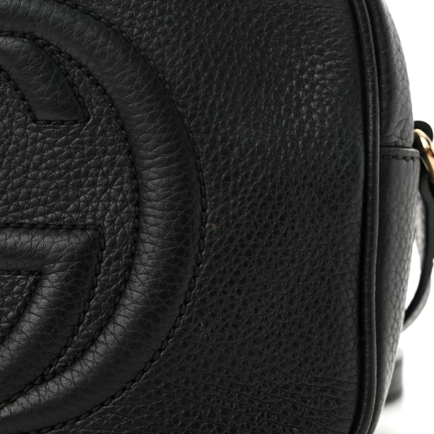 Pebbled Calfskin Small Soho Disco Bag Black