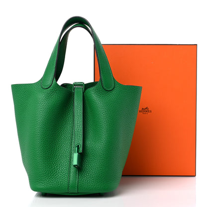 Hermes Taurillon Clemence Monochrome Picotin Lock 18 PM Bambou 10 of 10