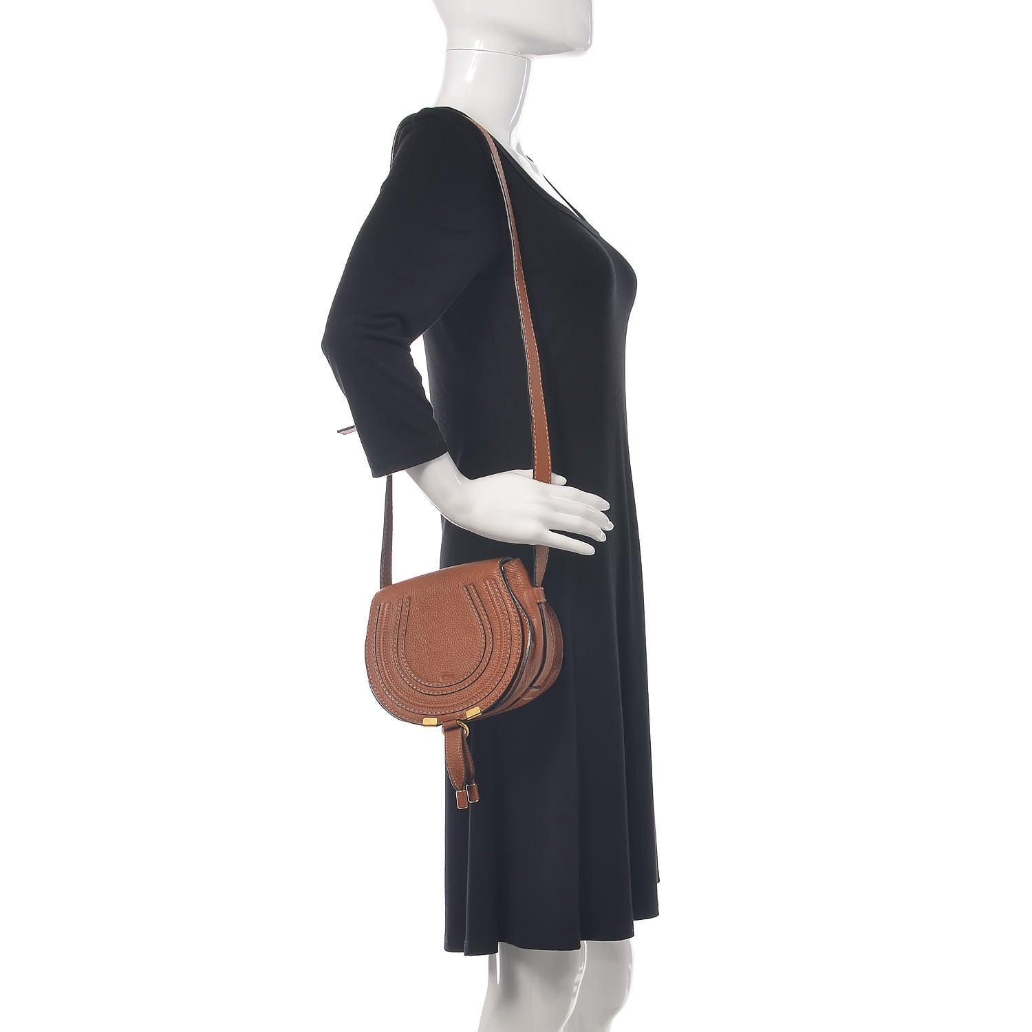 Chloe Calfskin Mini Marcie Round Crossbody Bag Tan 2 of 13