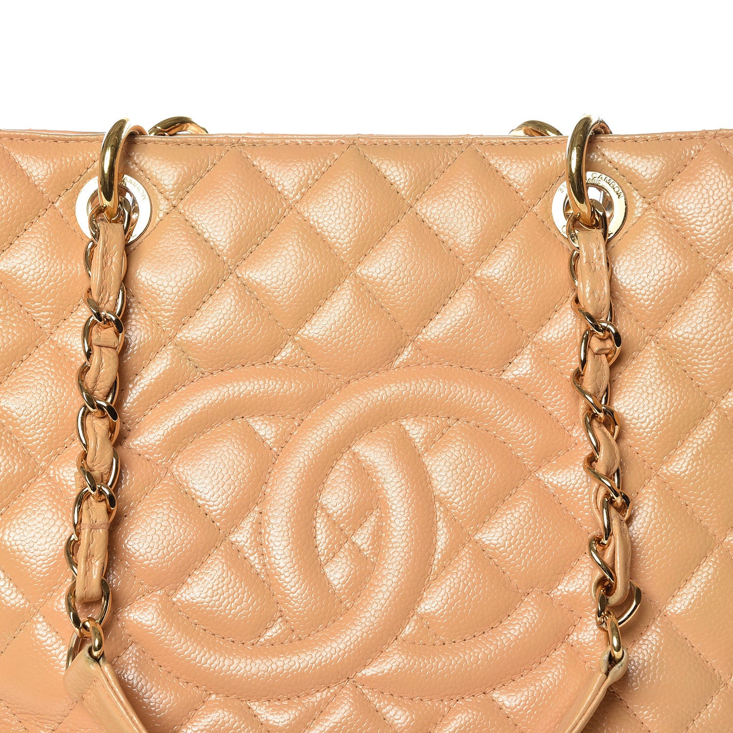 Caviar Quilted Grand Shopping Tote GST Beige