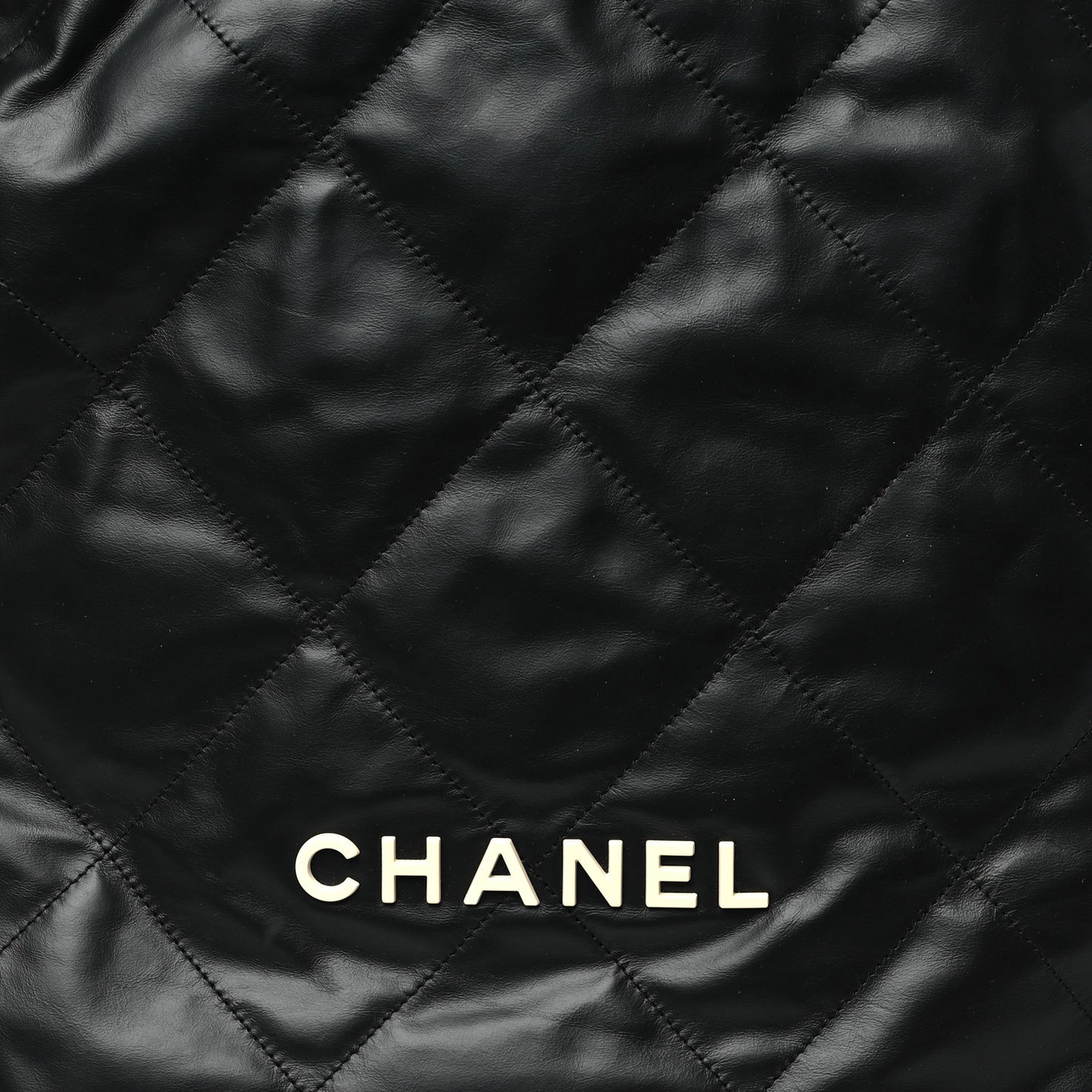 Shiny Calfskin Quilted Chanel 22 Backpack Black