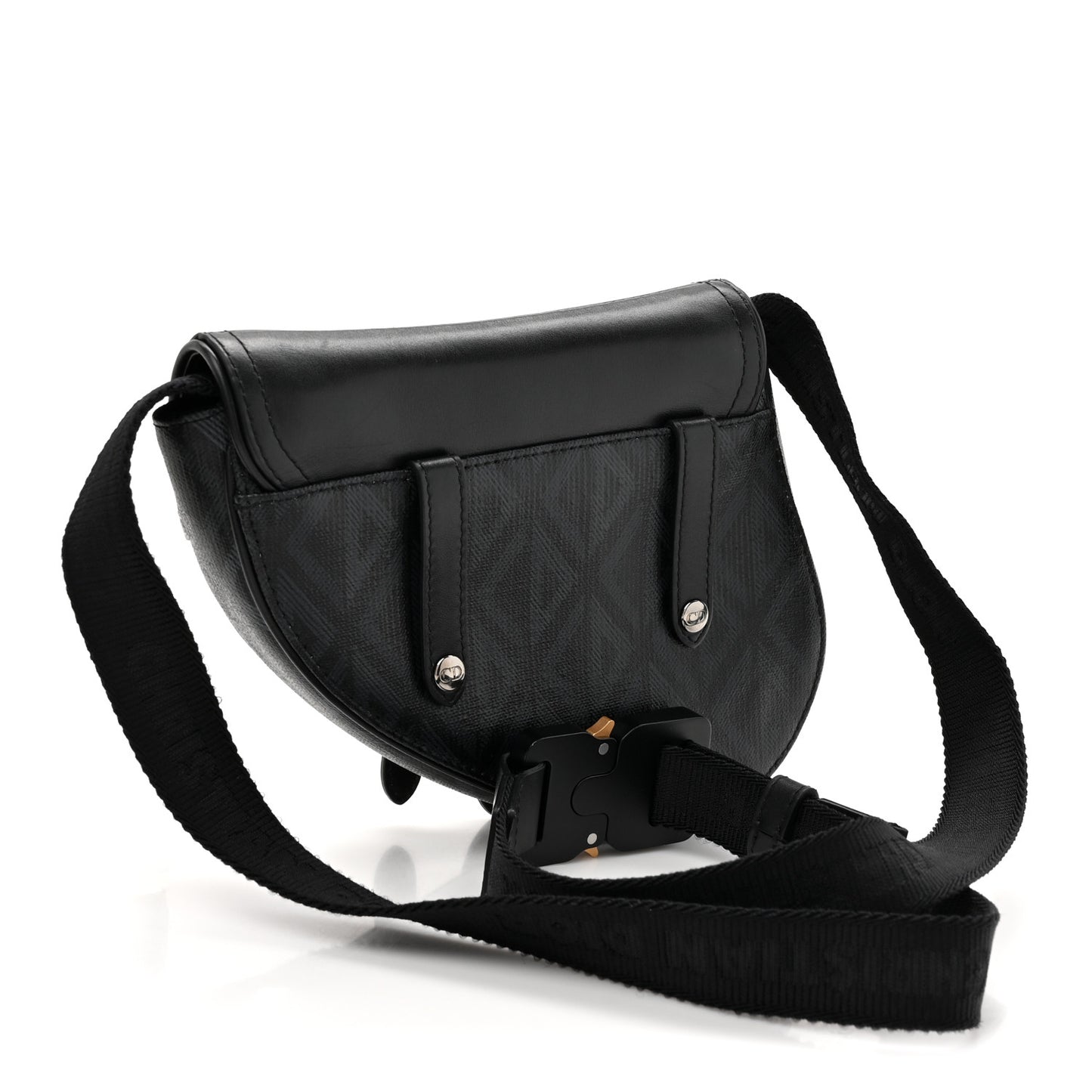 Coated Canvas CD Diamond Printed Mens Mini Saddle Bag Black