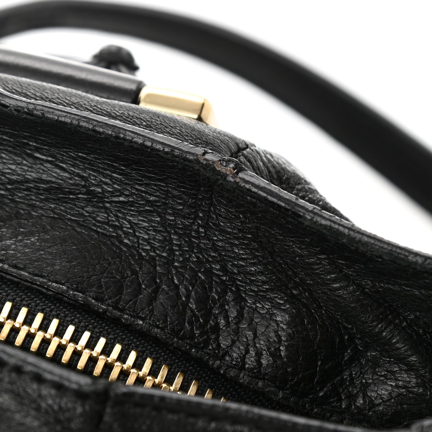 Tumbled Lambskin Small Ethel Satchel Black