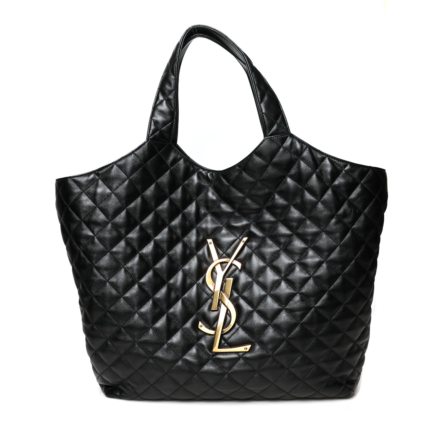 Lambskin Quilted Maxi Icare Shopping Tote Black
