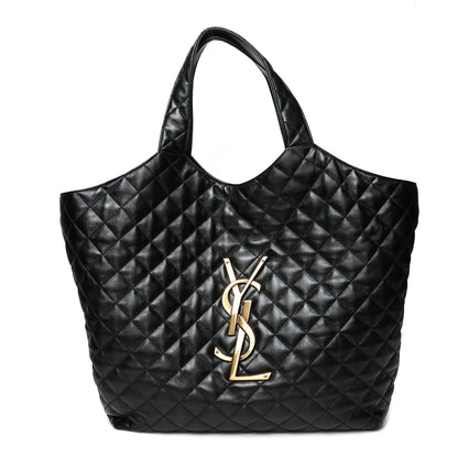 Saint Laurent Lambskin Quilted Maxi Icare Shopping Tote Black 3 of 11