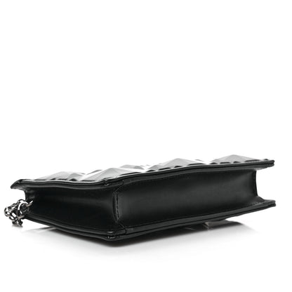 Christian Dior Calfskin Macrocannage Diamond Caro Zipped Pouch With Chain Black 4 of 9