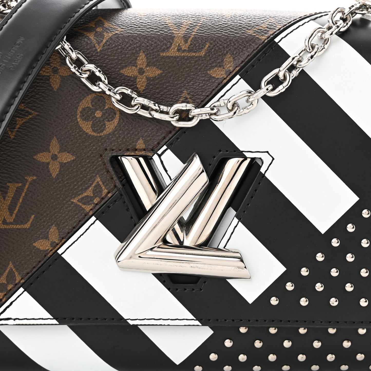 Calfskin Monogram Studded Twist Shoulder Bag MM