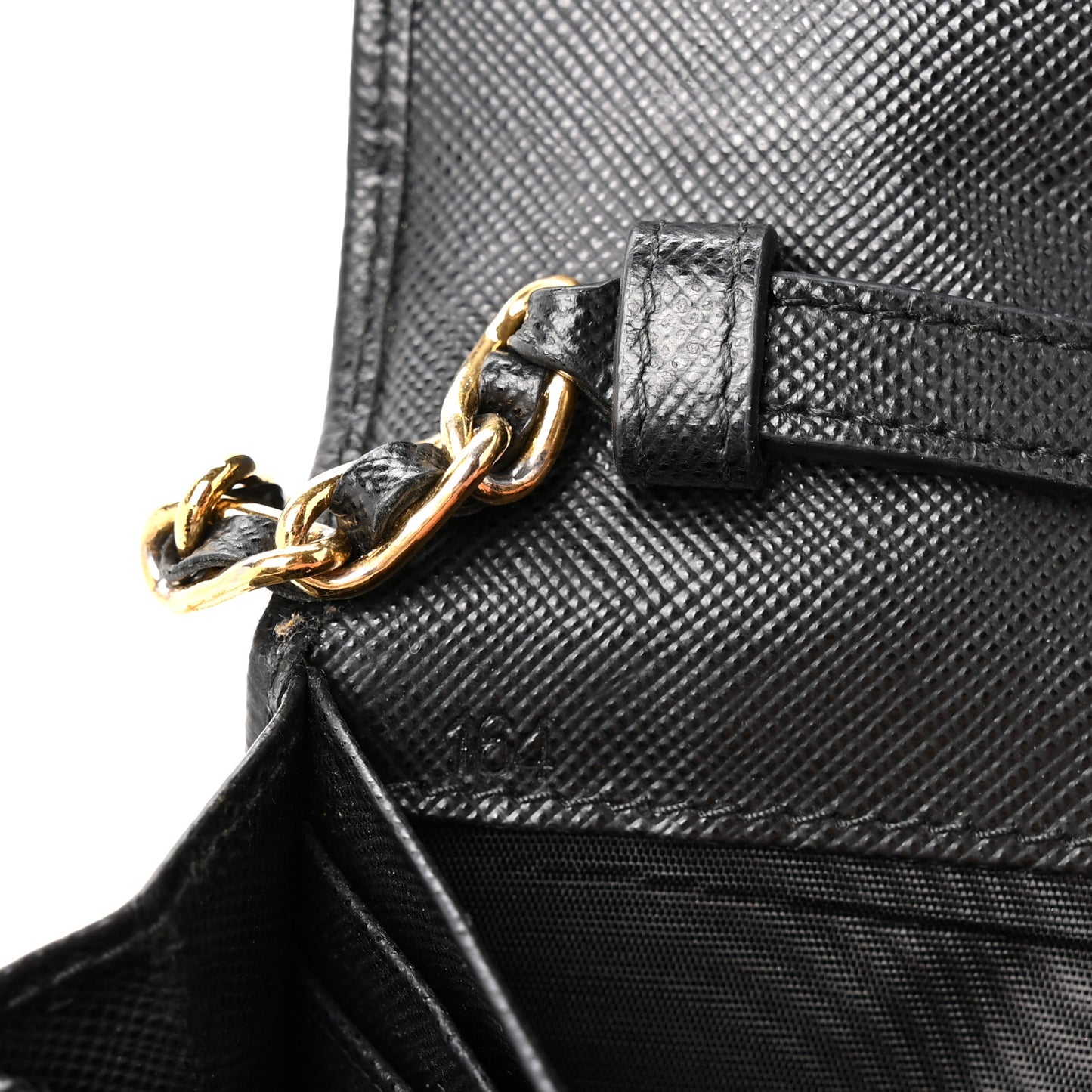 Saffiano Metal Oro Chain Wallet Black