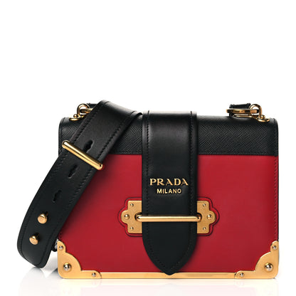 Prada City Calfskin Saffiano Cahier Bag Fuoco Black 1 of 9