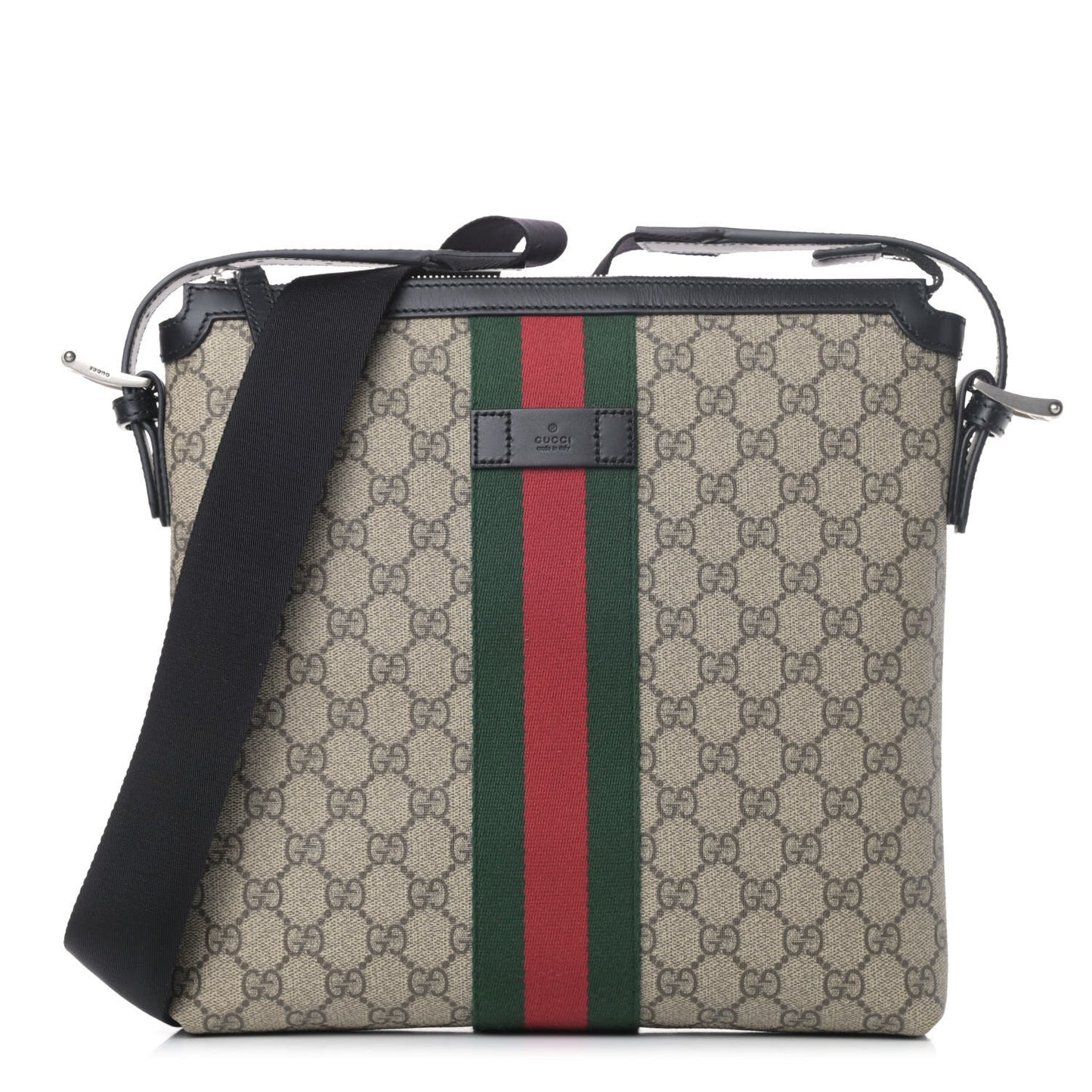 GG Supreme Monogram Web Messenger Bag Black