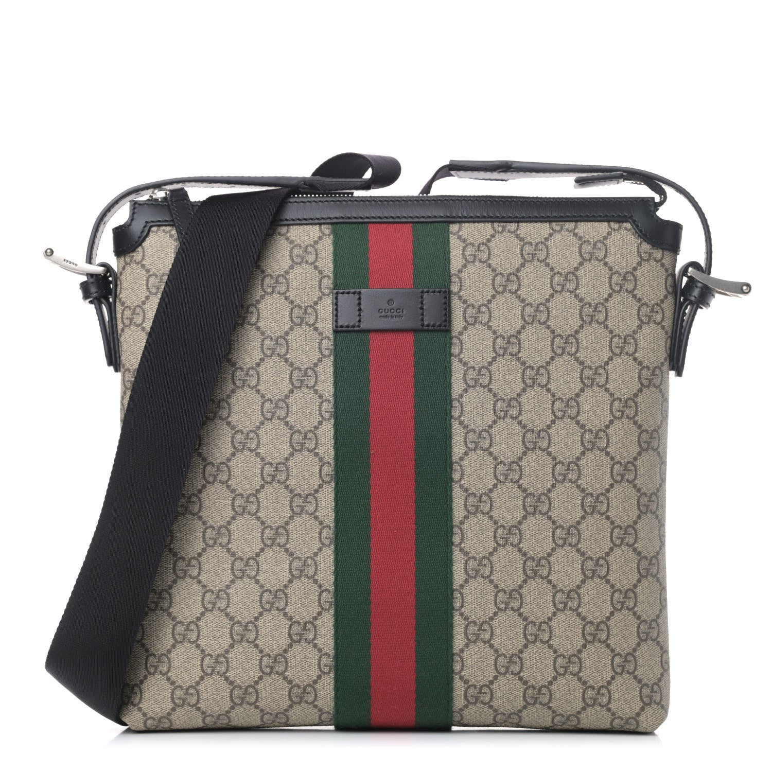 Gucci GG Supreme Monogram Web Messenger Bag Black 1 of 4