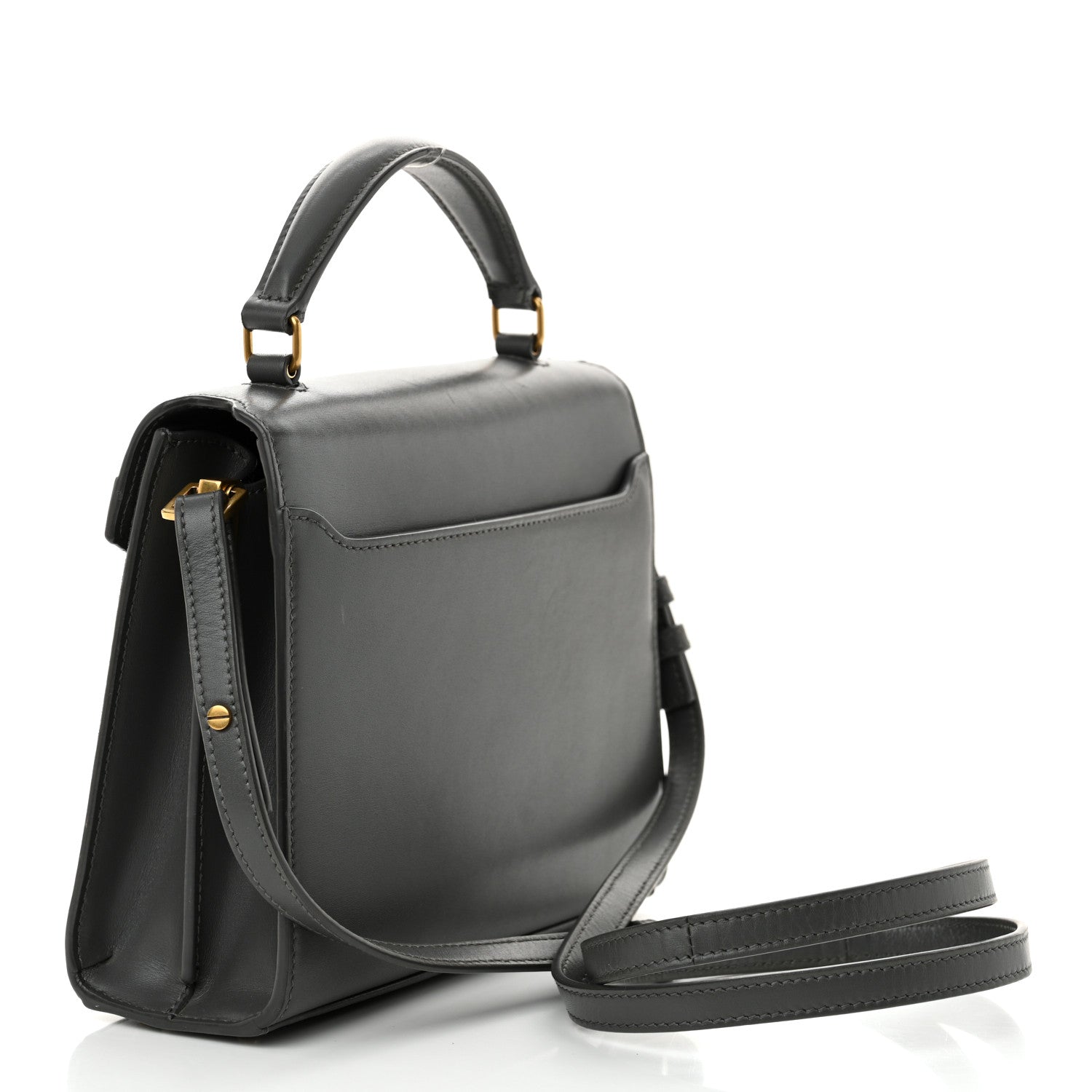 Saint Laurent Kid Suede Smooth Calfskin Mini Classic Monogram Cassandra Top Handle Dark Smog 1 of 13