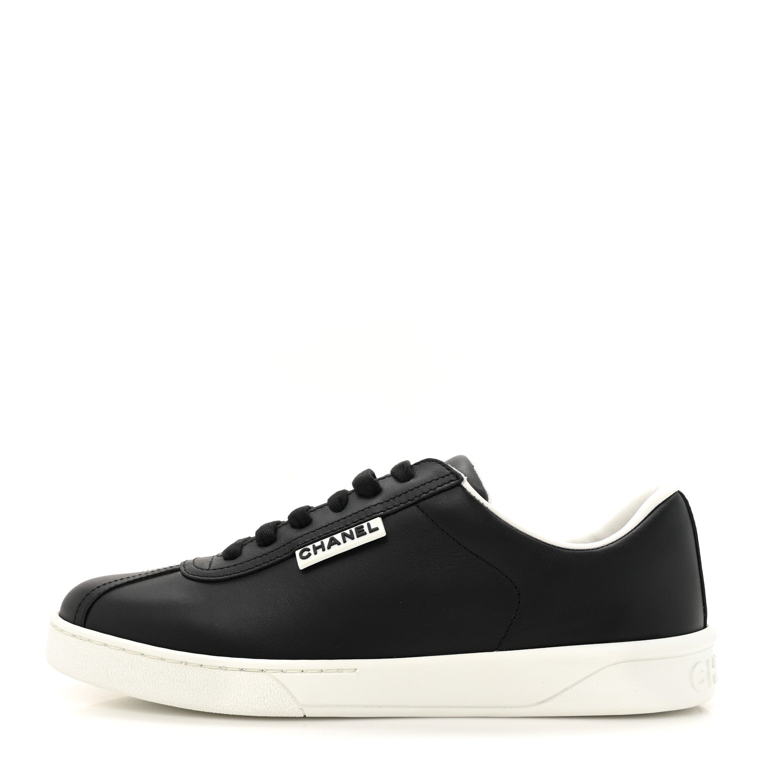 Chanel Calfskin CC Womens Sneakers 36.5 Black 1 of 9