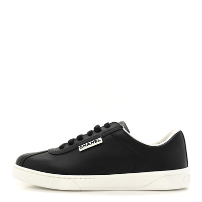 Chanel Calfskin CC Womens Sneakers 36.5 Black 1 of 9