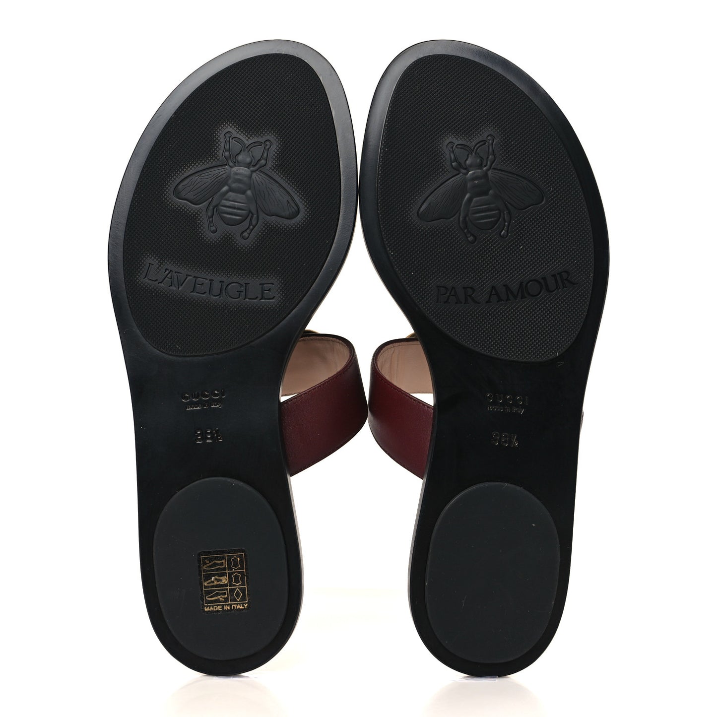 Calfskin GG Marmont Thong Sandals 38.5 Vintage Bordeaux