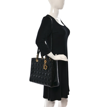 Christian Dior Patent Cannage Large Lady Dior Black 2 of 11