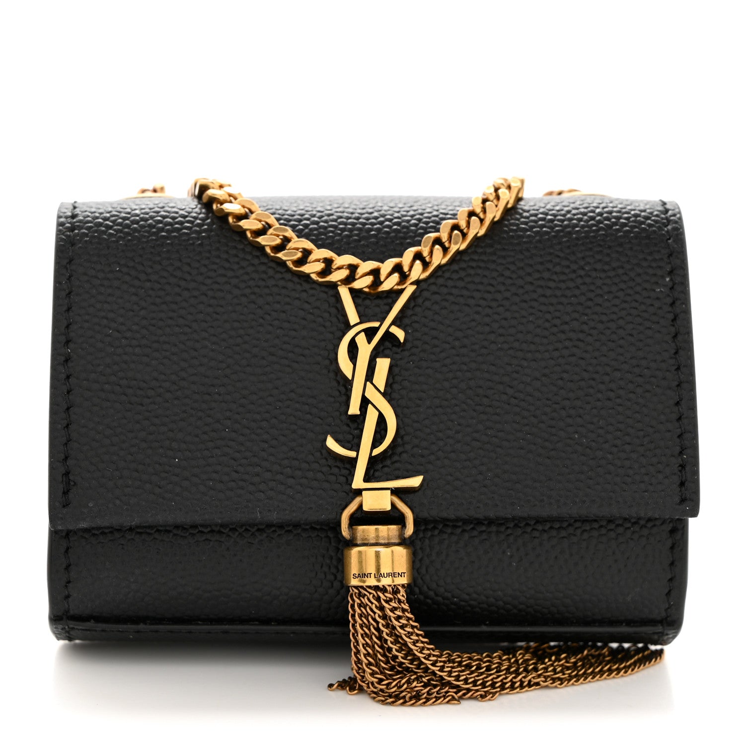 Saint Laurent Grain De Poudre Micro Classic Monogram Kate Tassel Airpods Bag Black 1 of 8