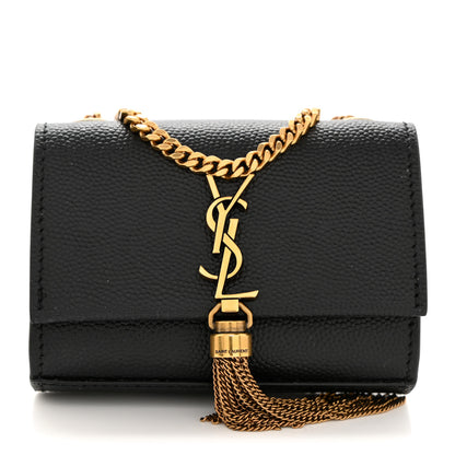 Saint Laurent Grain De Poudre Micro Classic Monogram Kate Tassel Airpods Bag Black 1 of 8