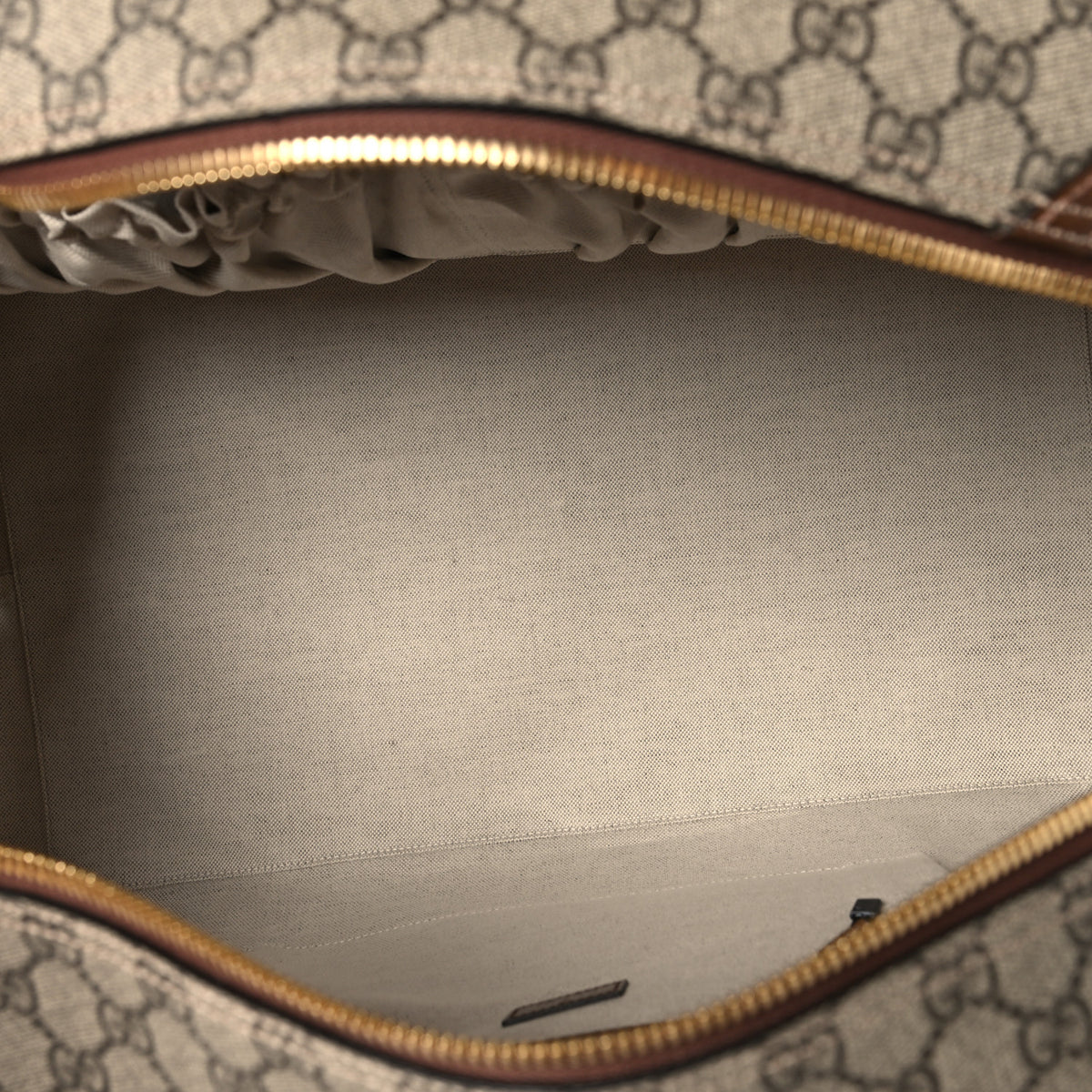 Gucci GG Supreme Monogram Azalea Calfskin Retro Interlocking G Large Duffle Bag Beige Ebony Brown Sugar 4 of 13