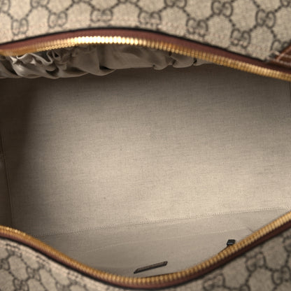 Gucci GG Supreme Monogram Azalea Calfskin Retro Interlocking G Large Duffle Bag Beige Ebony Brown Sugar 4 of 13