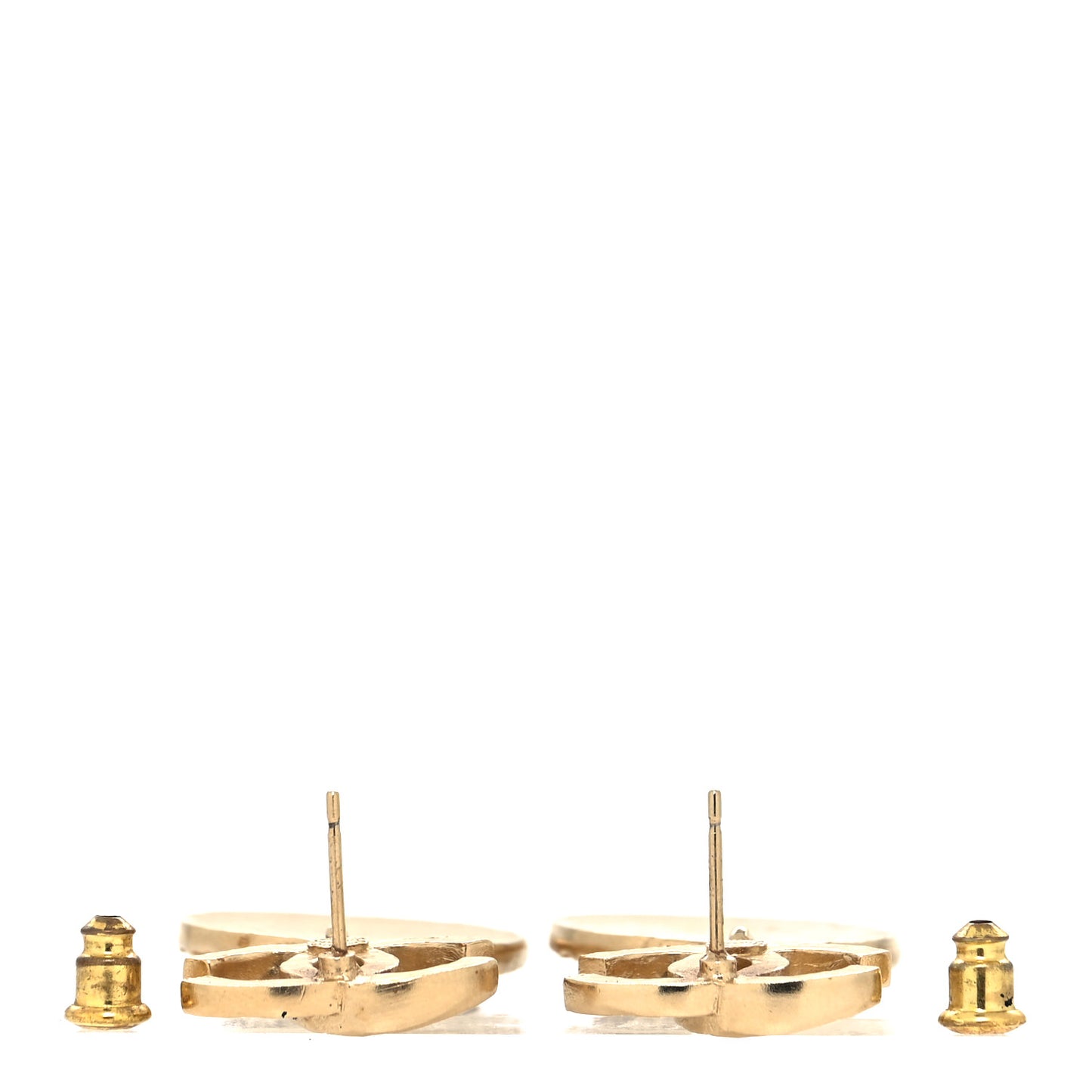 Crystal CC Medallion Drop Earrings Gold