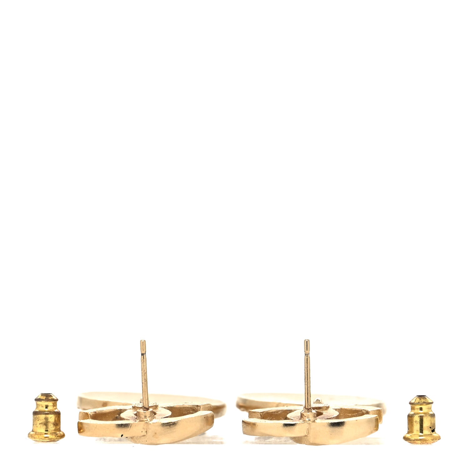 Chanel Crystal CC Medallion Drop Earrings Gold 3 of 4