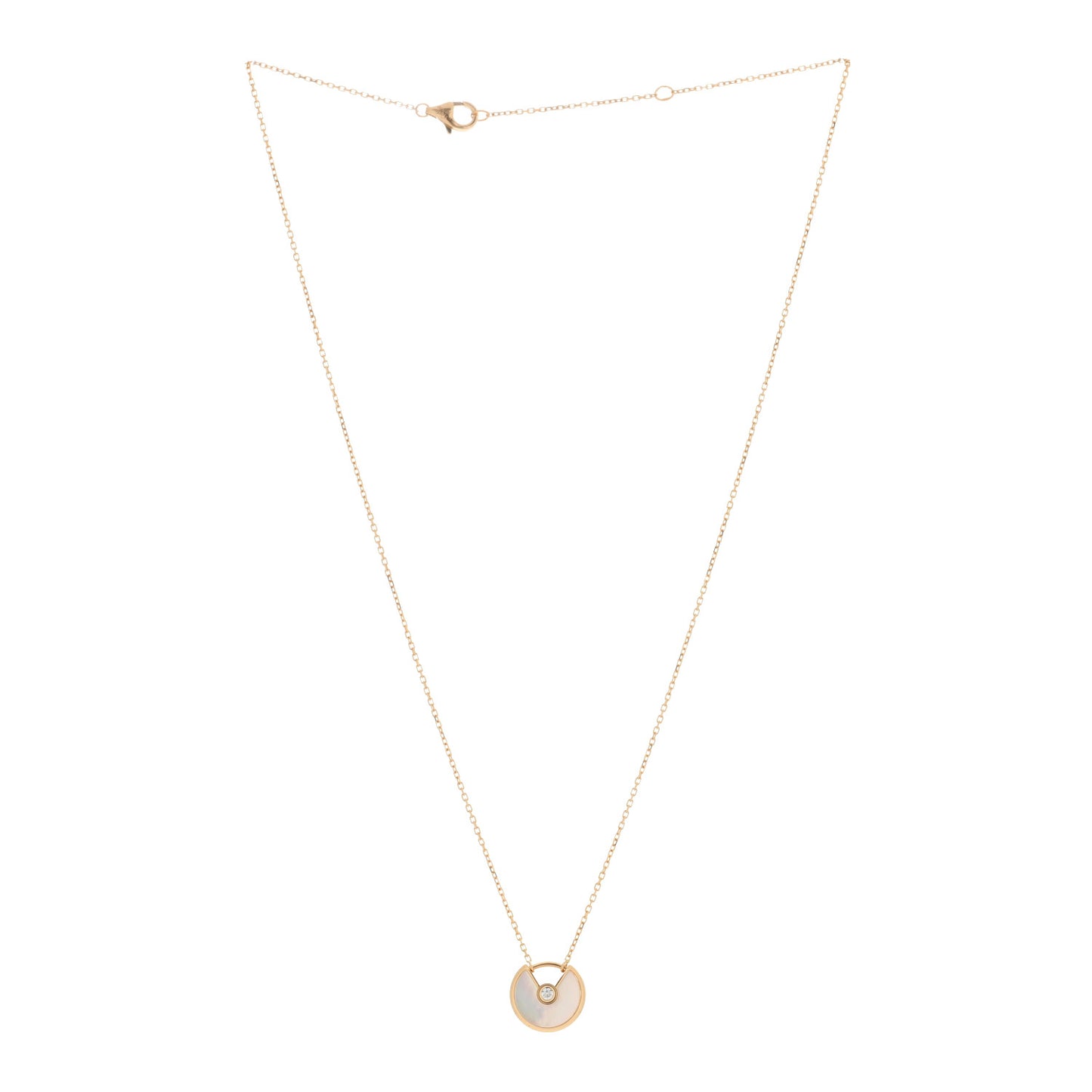 18K Yellow Gold Diamond Mother of Pearl XS Amulette de Cartier Pendant Necklace