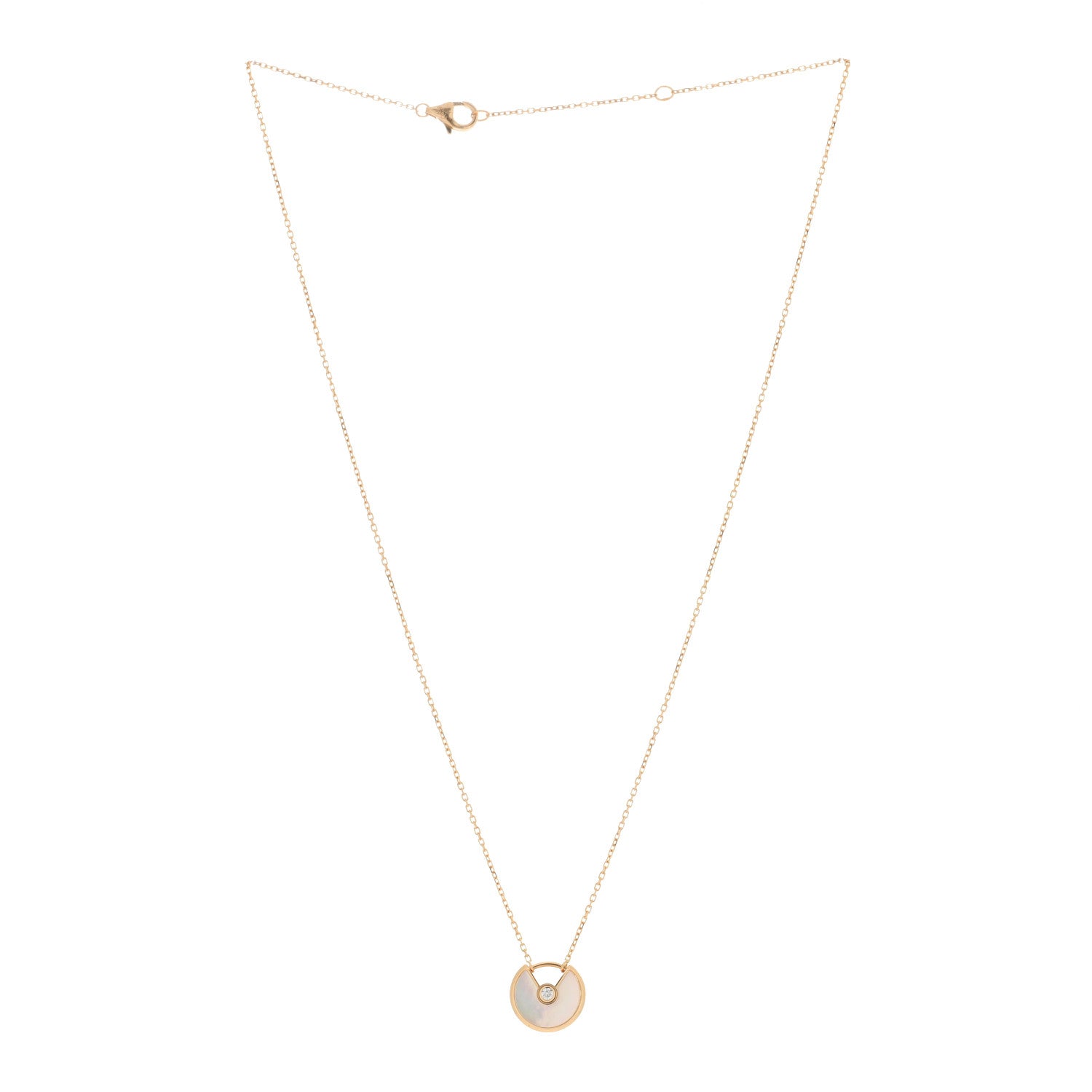 Cartier 18K Yellow Gold Diamond Mother of Pearl XS Amulette de Cartier Pendant Necklace 2 of 3