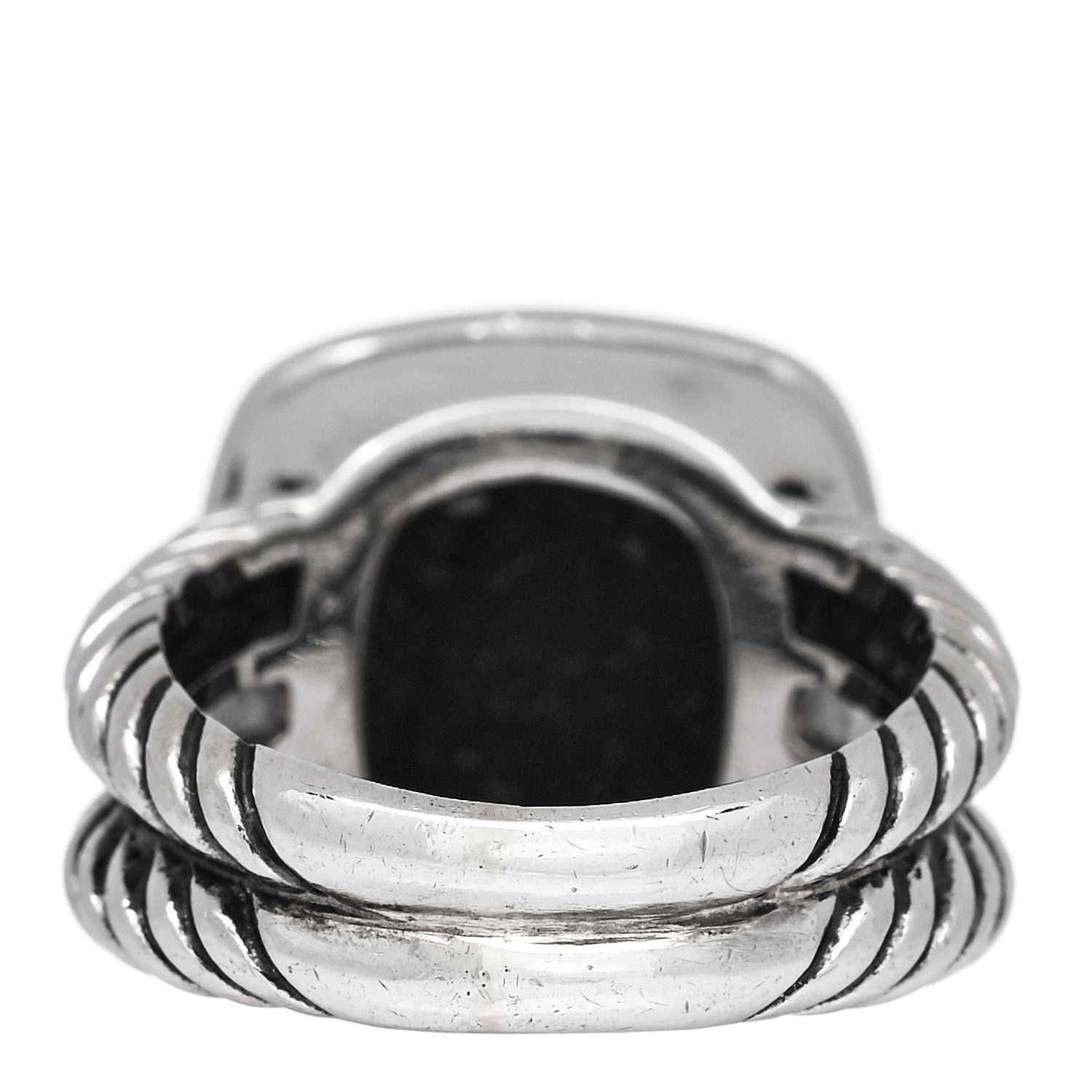 David Yurman Sterling Silver Diamond Black Onyx 11mm Albion Statement Ring 52 6 4 of 5