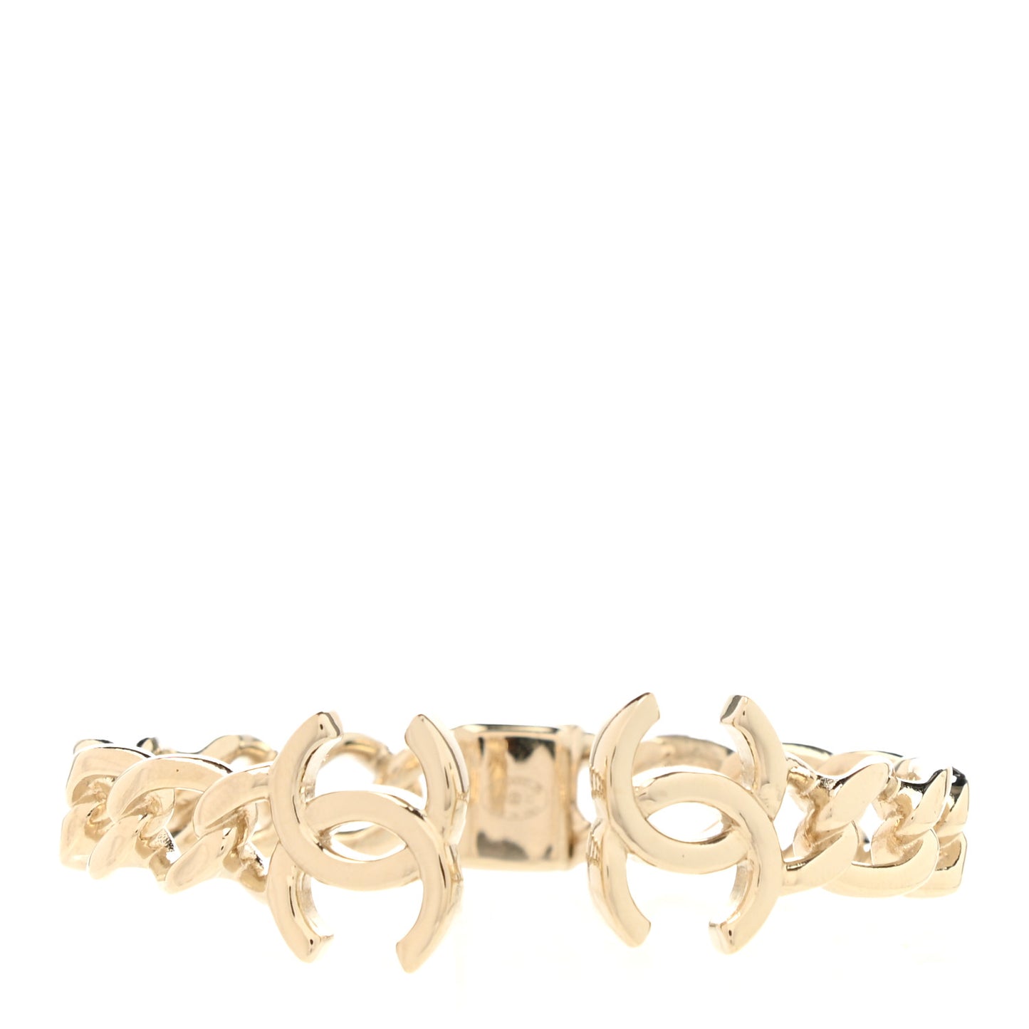 Metal CC Chain Link Cuff Bracelet Gold
