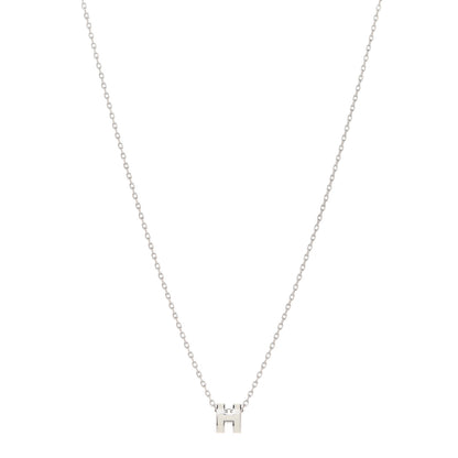 Hermes Lacquered Palladium Mini Pop H Pendant Necklace White 1 of 8