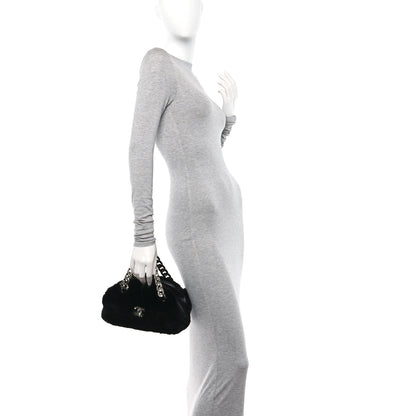 Chanel Rabbit Fur Baguette Crystal CC Bag Black 2 of 8