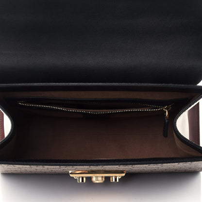 Gucci GG Supreme Monogram Calfskin Small Padlock Top Handle Bag Beige Black Cuir 4 of 4