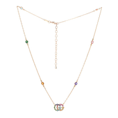 Gucci 18K Yellow Gold Citrine Tsavorite Blue Topaz Amethyst GG Running Pendant Necklace 3 of 6