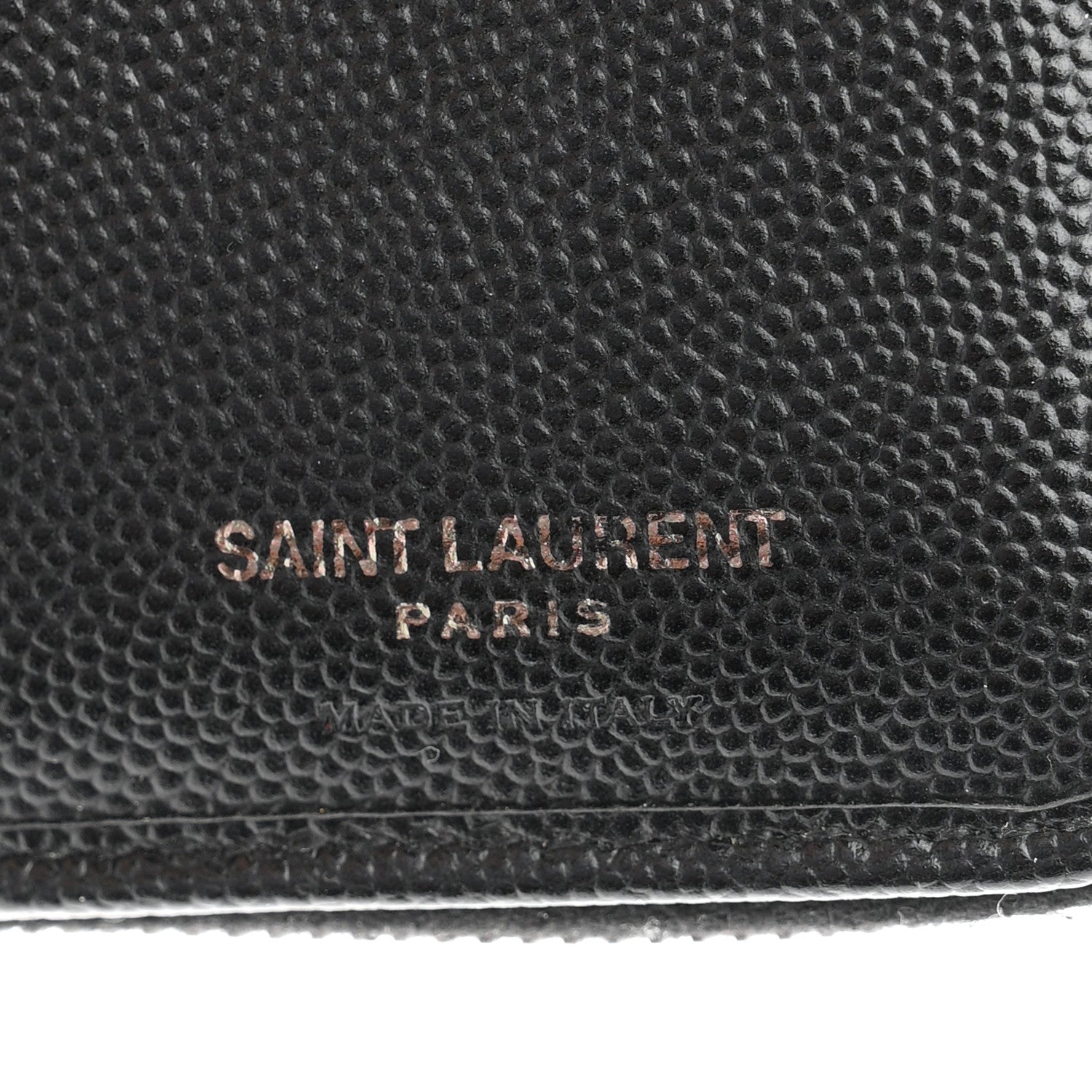 Saint Laurent Grain De Poudre Matelasse Chevron Monogram Compact Zip Around Wallet Black White 6 of 7