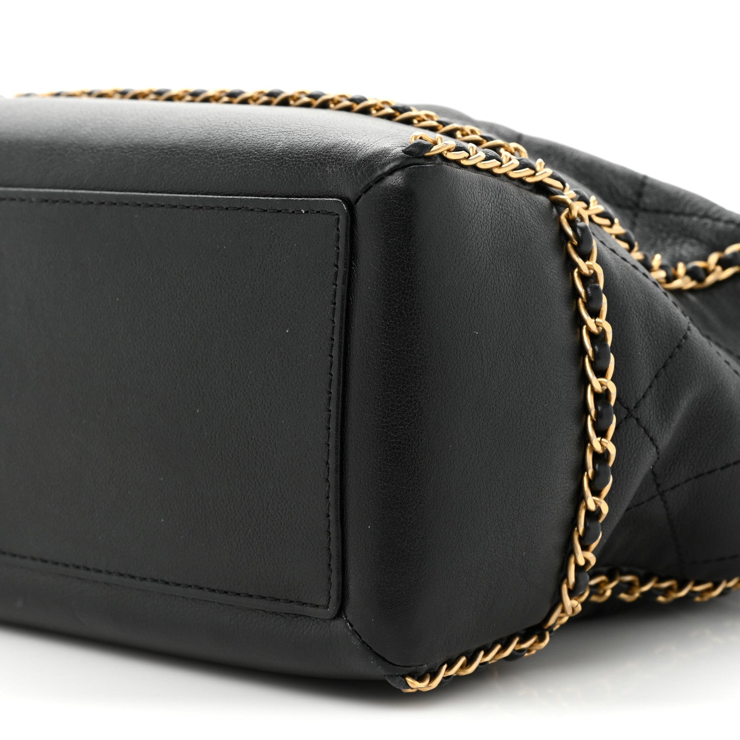Chanel Calfskin Quilted Chain Lines Shopping Tote Black 8 of 15