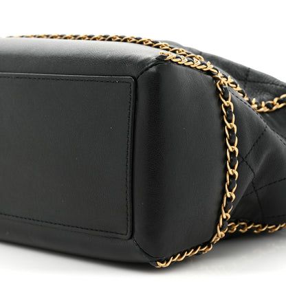 Chanel Calfskin Quilted Chain Lines Shopping Tote Black 8 of 15