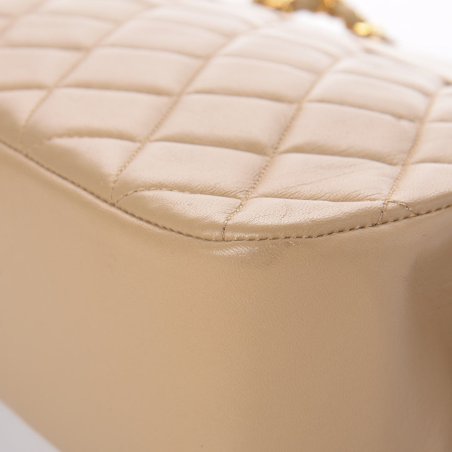 Lambskin Quilted Shoulder Bag Beige