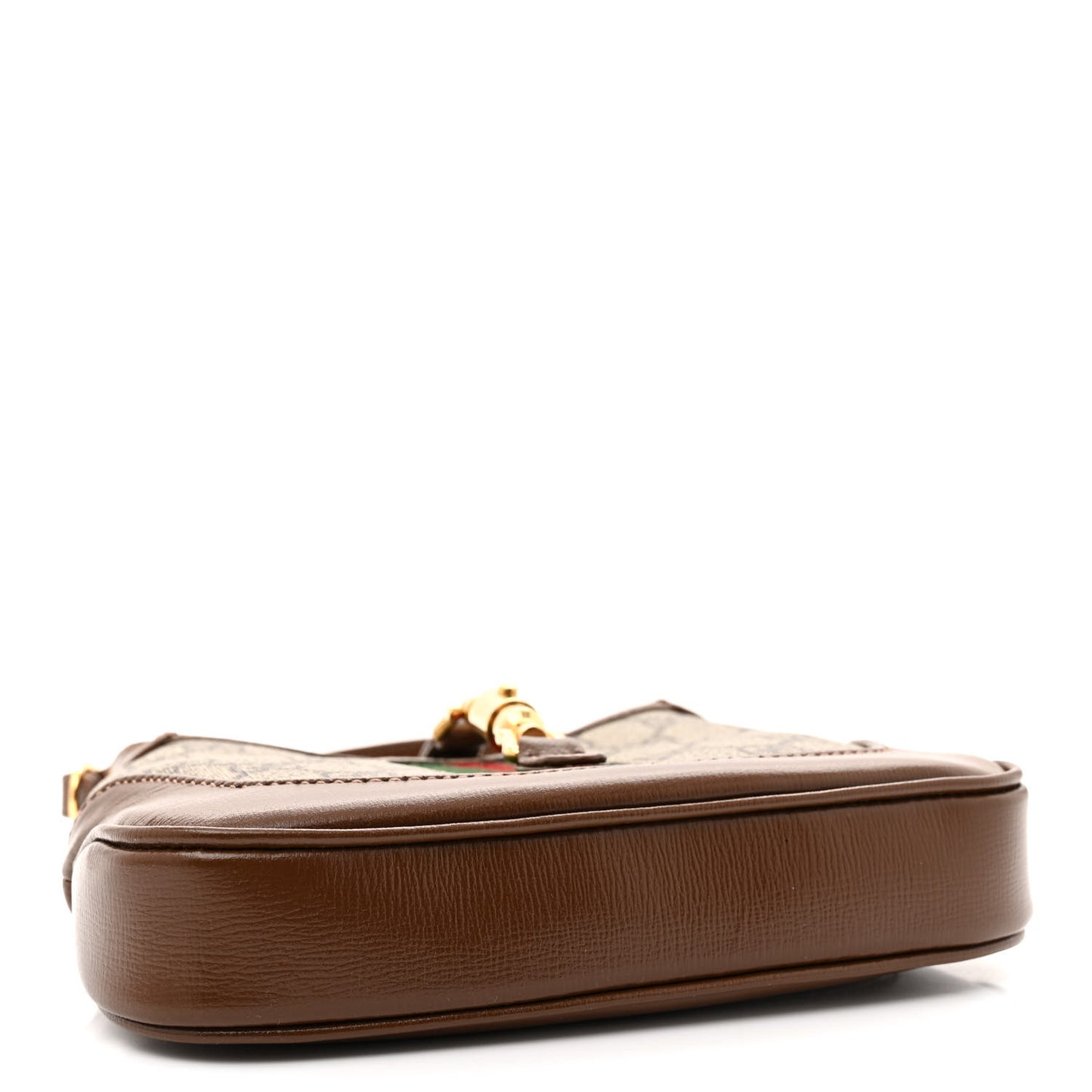 GG Supreme Monogram Azalea Calfskin Web Mini Jackie 1961 Hobo Beige Ebony Brown Sugar