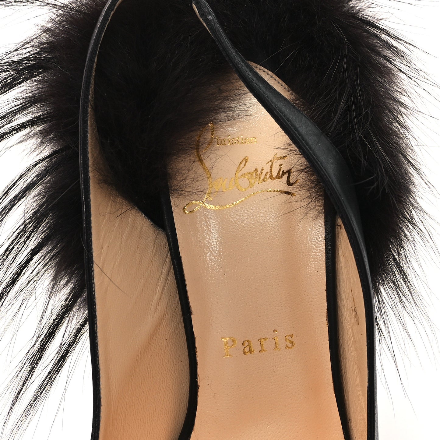 Calfskin Fox Lady Fur 150 Pumps 37.5 Black