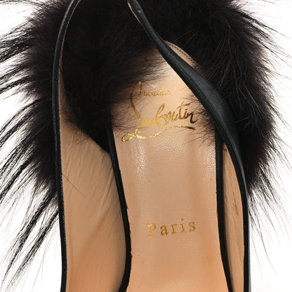 Christian Louboutin Calfskin Fox Lady Fur 150 Pumps 37.5 Black 8 of 9