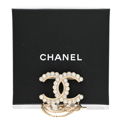 Chanel Metal Crystal Bow-tiful CC Chain Brooch Gold 5 of 5