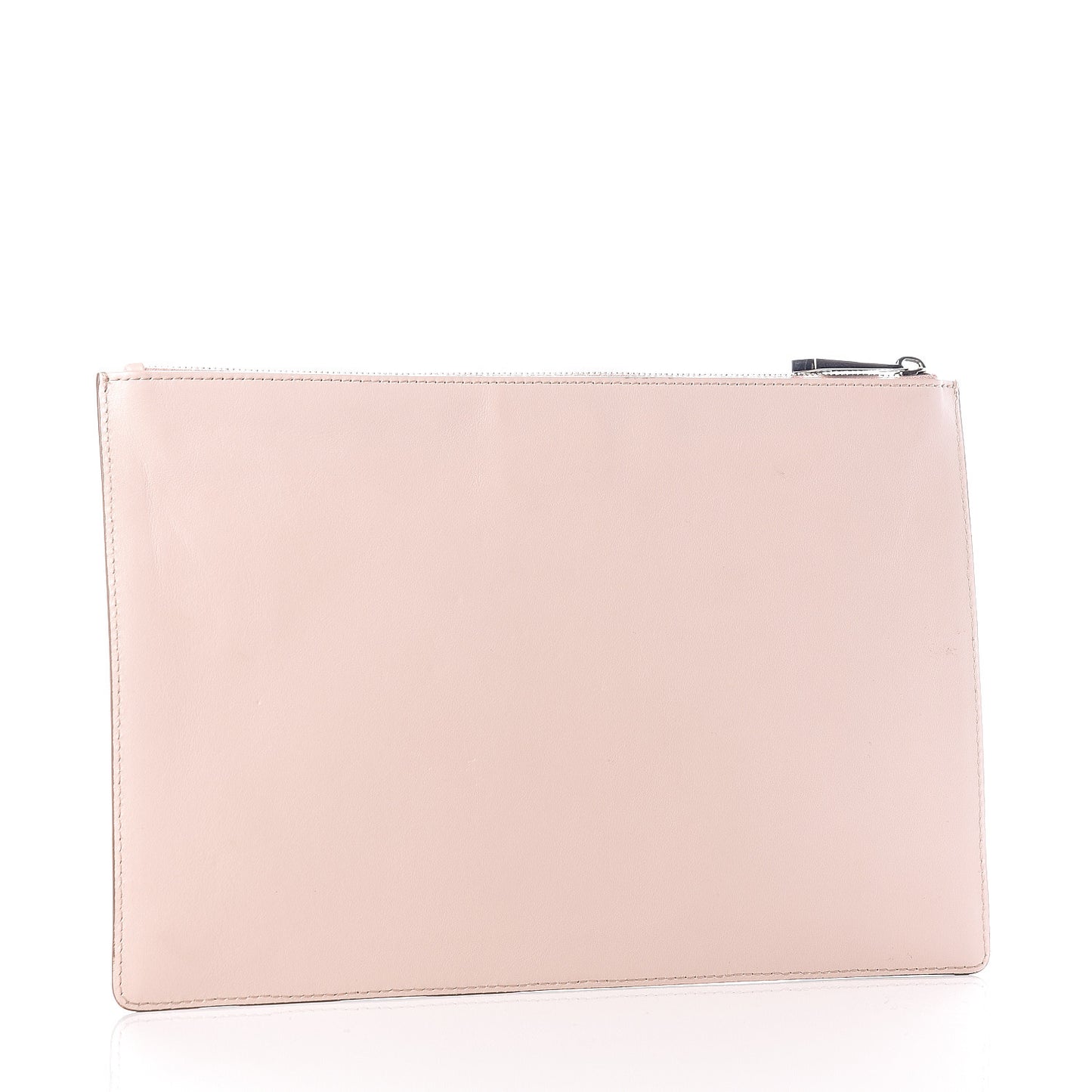 Calfskin Logo Zip Pouch Pale Pink