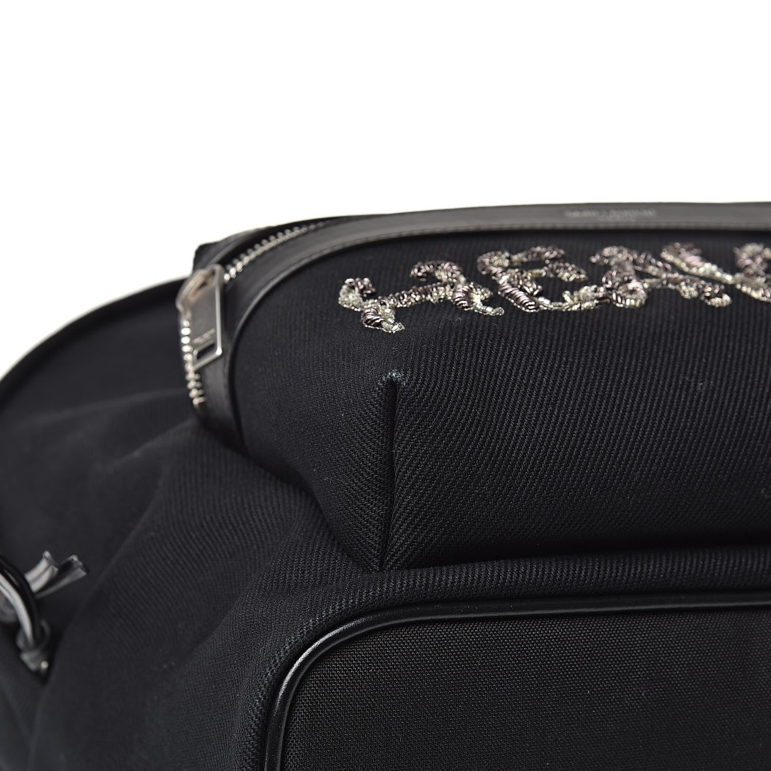 Saint Laurent Canvas Signature Heaven Embroidered Mini City Backpack Black 10 of 12