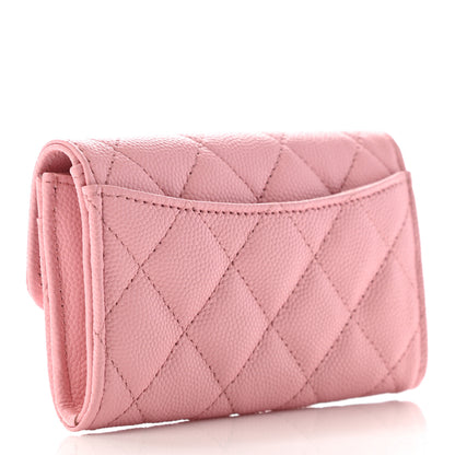 Chanel Caviar Quilted Flap Card Holder Wallet Light Pink 3 of 8