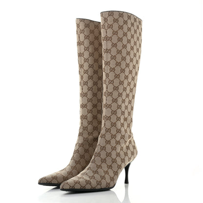 Gucci Monogram Womens Tall Boots 10.5 Brown 3 of 8