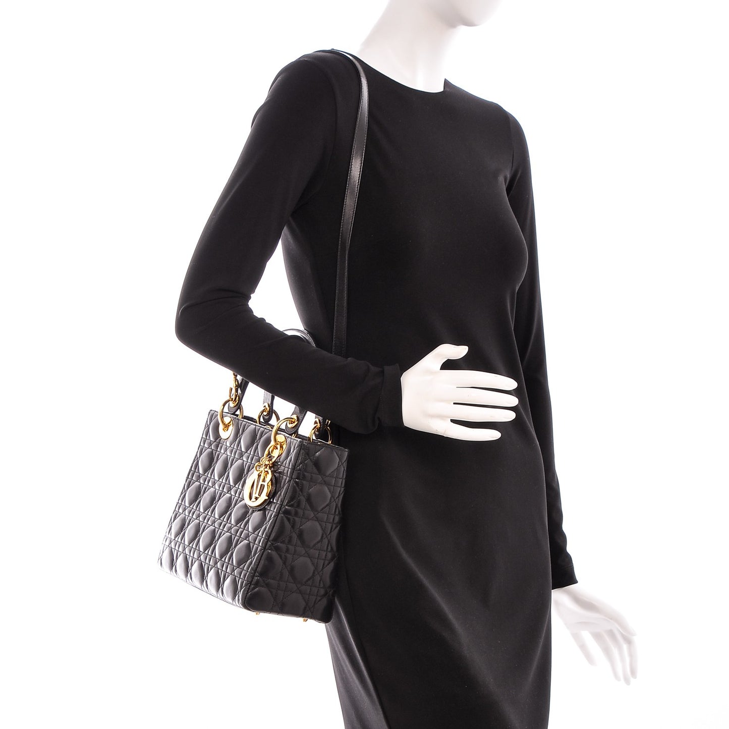 Lambskin Cannage Medium Lady Dior Black