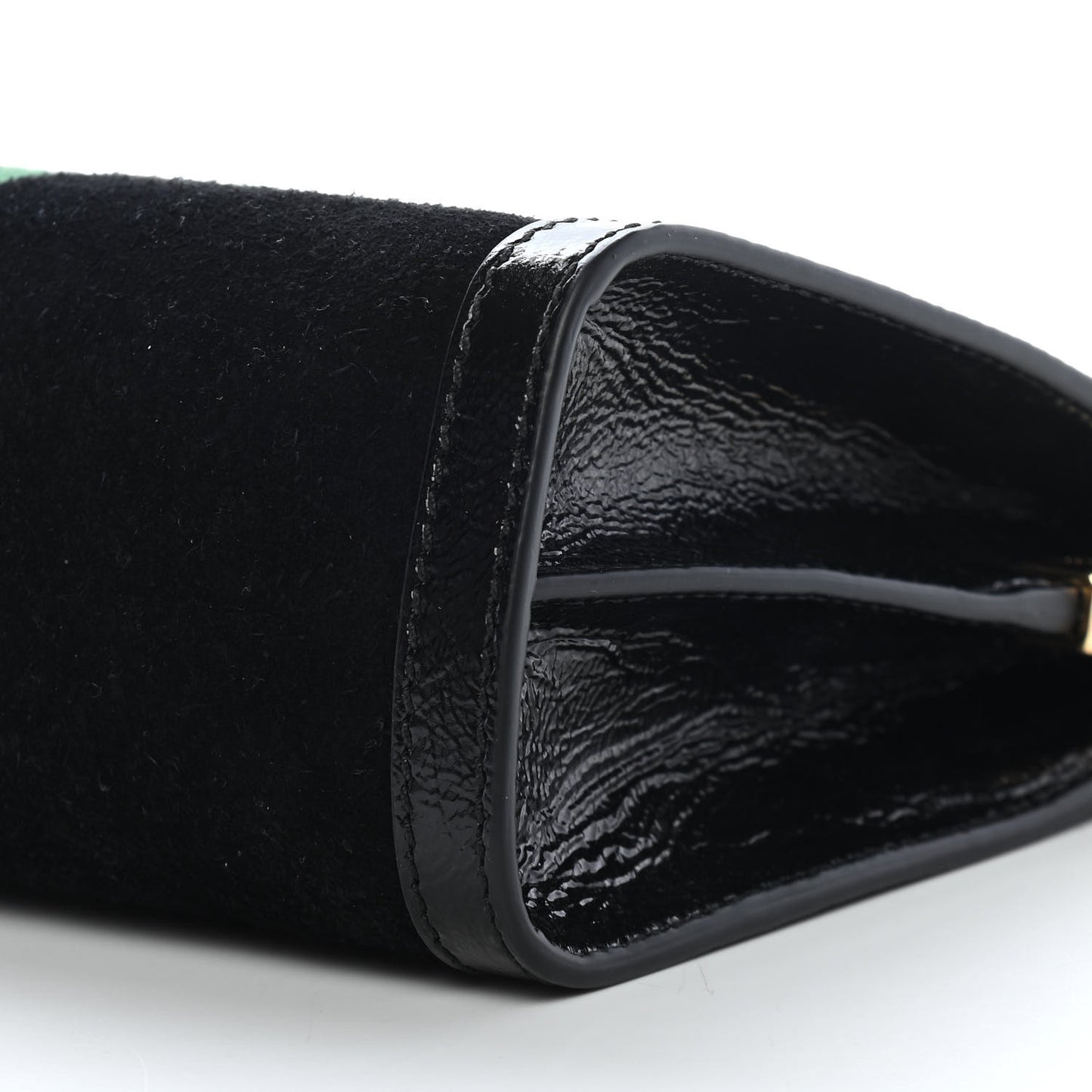 Suede Patent GG Web Small Ophidia Chain Shoulder Bag Black