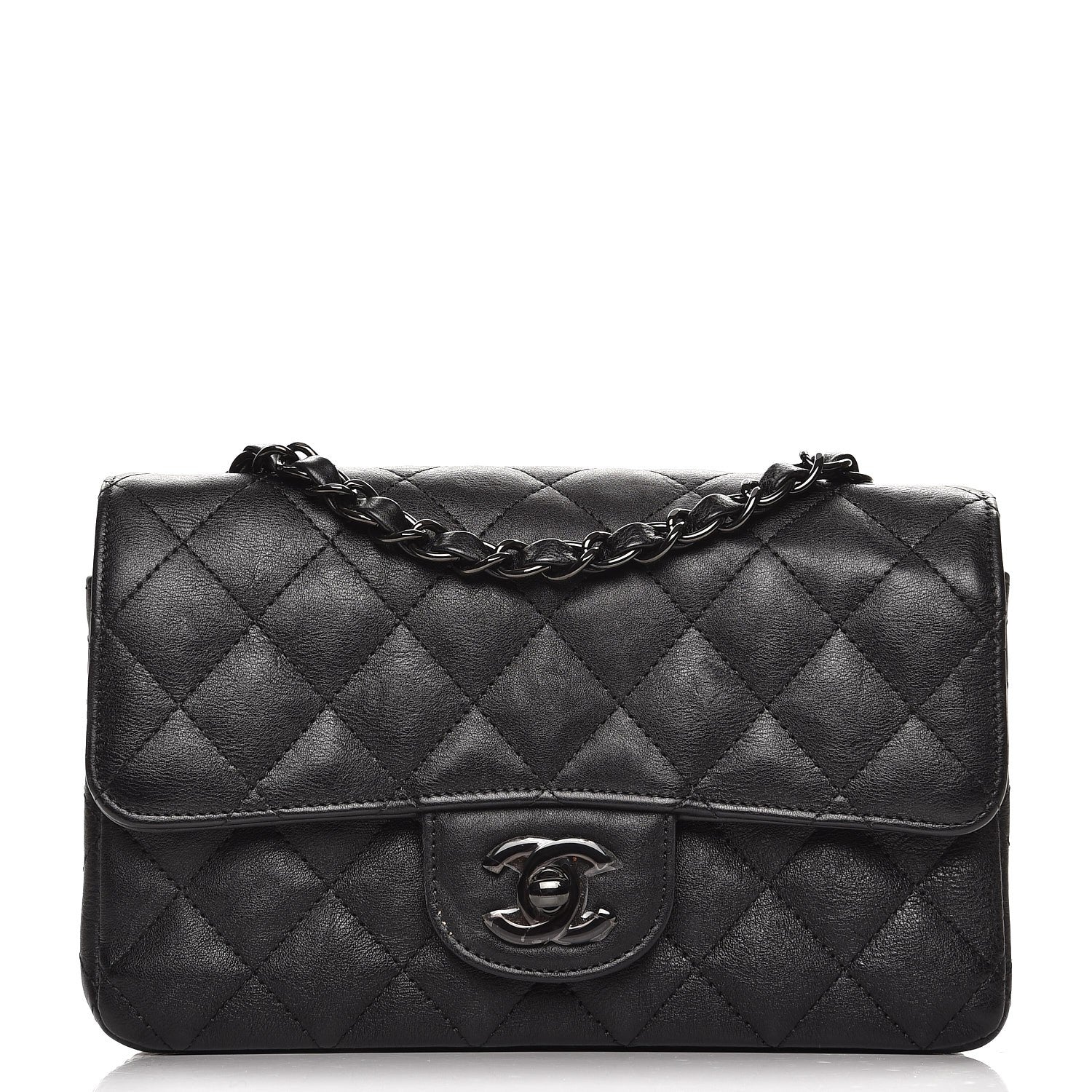 Chanel Crumpled Calfskin Quilted Mini Rectangular Flap So Black 1 of 7