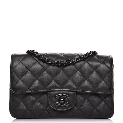 Chanel Crumpled Calfskin Quilted Mini Rectangular Flap So Black 1 of 7